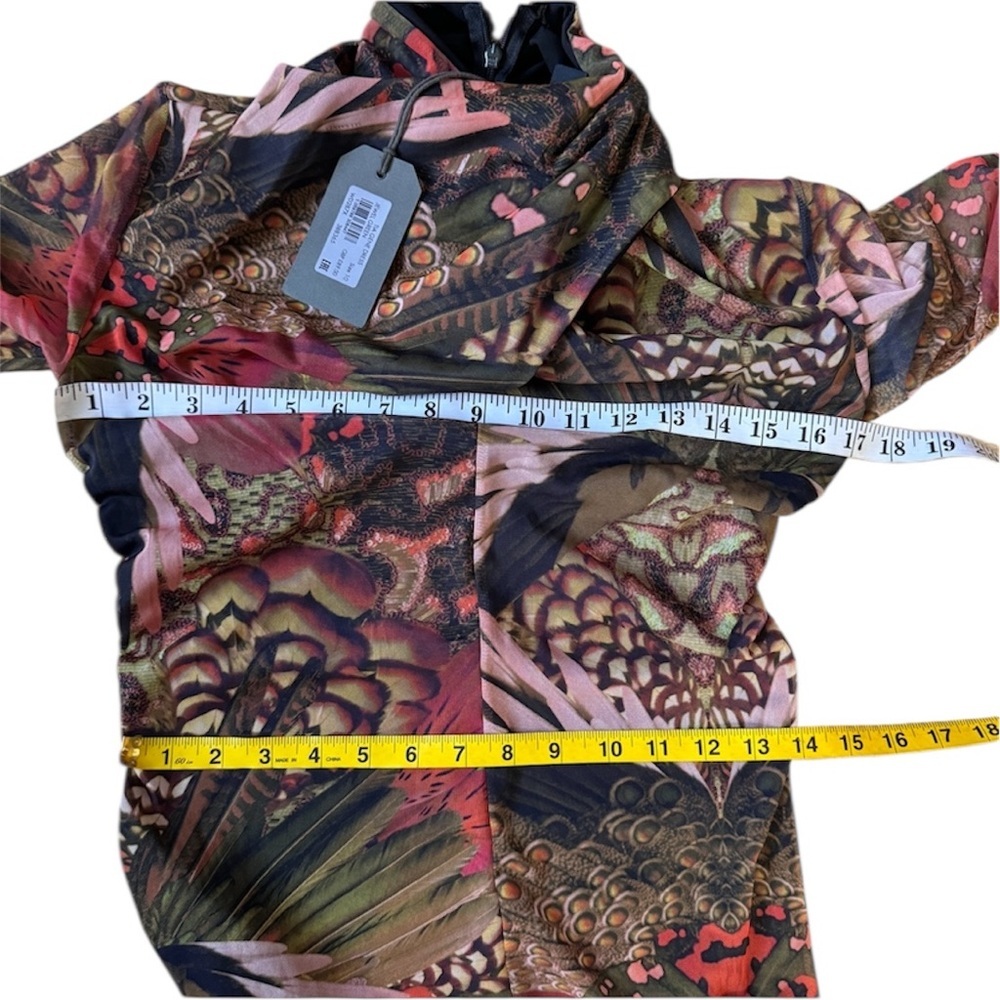 ALL SAINTS long sleeve Mesh Dress Elegant Multicolor Patterned Dress NEW - Picture 6 of 8